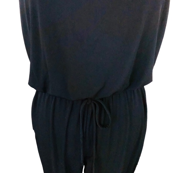 ENFOCUS STUDIO Navy Blue Sleeveless Halter Elastic Tie Waist Stretch Jumpsuit 6 - Picture 3 of 11
